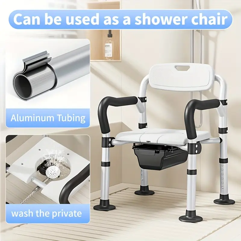 Adjustable Aluminum Shower Toilet Seat - Image 2