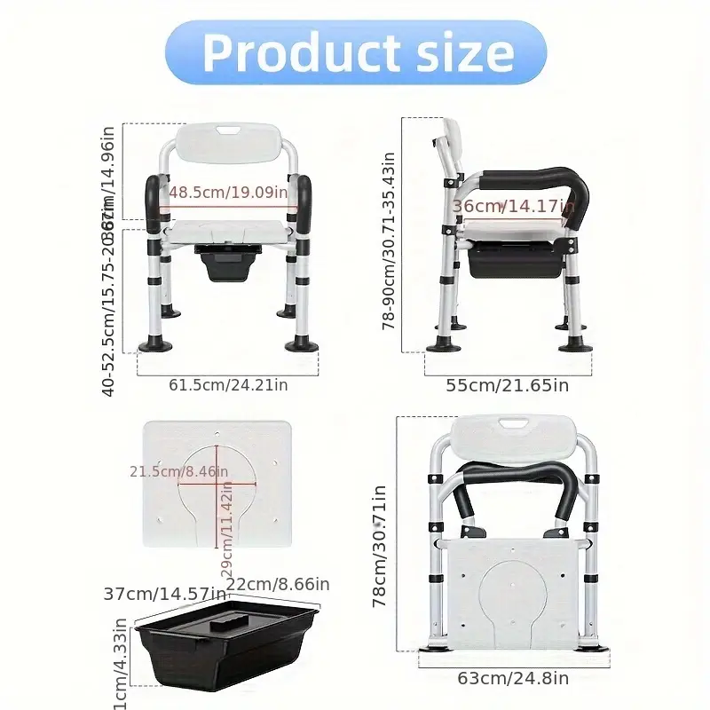 Adjustable Aluminum Shower Toilet Seat - Image 4