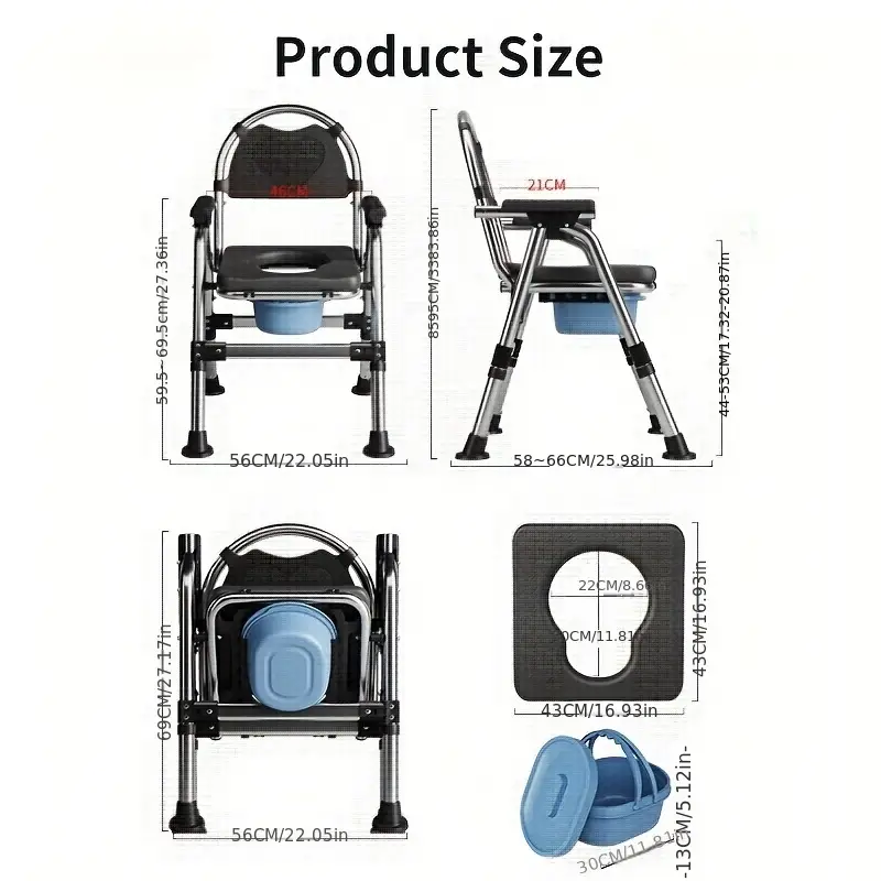 1pc Black Commode Portable Toilet - Image 3